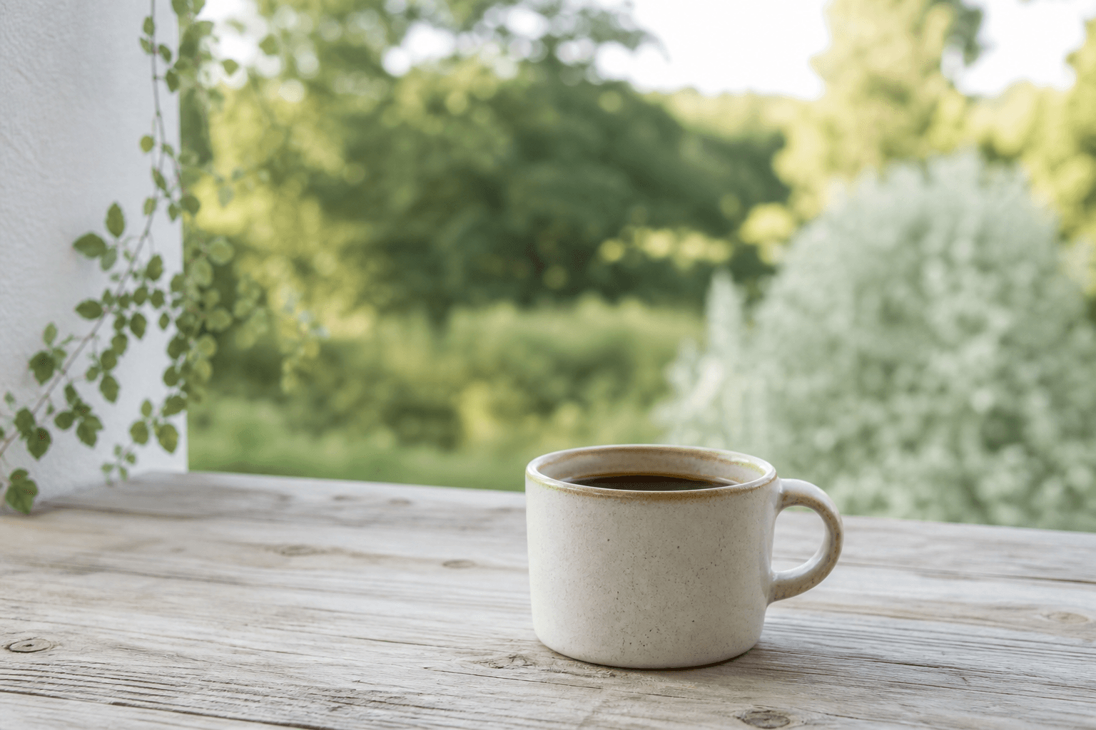 庭のある場所で楽しむコーヒー